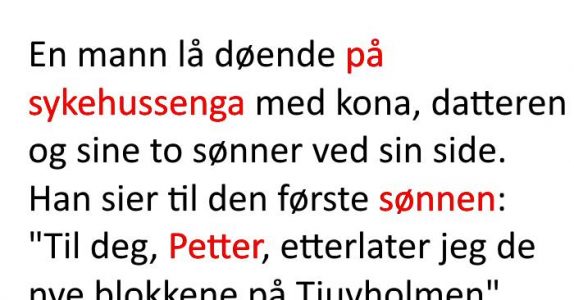 Sykepleieren er imponert over hvor rik mannen er. Men sannheten? Jeg ler meg ihjel!