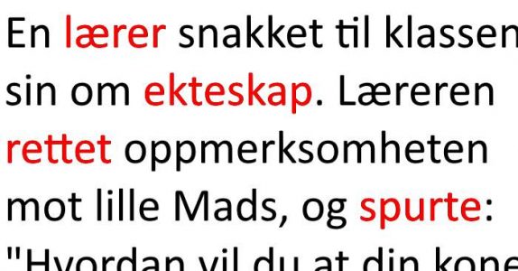 Læreren snakker til klassen sin om ekteskap. Resultatet? Jeg ler så tårene triller!