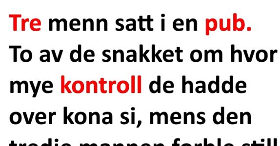 Tre menn diskuterer hvor god kontroll de har på konene sine. Den ene mannens svar? Jeg ler så tårene spruter!