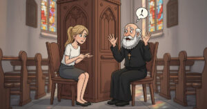 Tenåringsjenta måtte dra og prate med presten. Men det presten sa? Jeg ler så tårene triller!